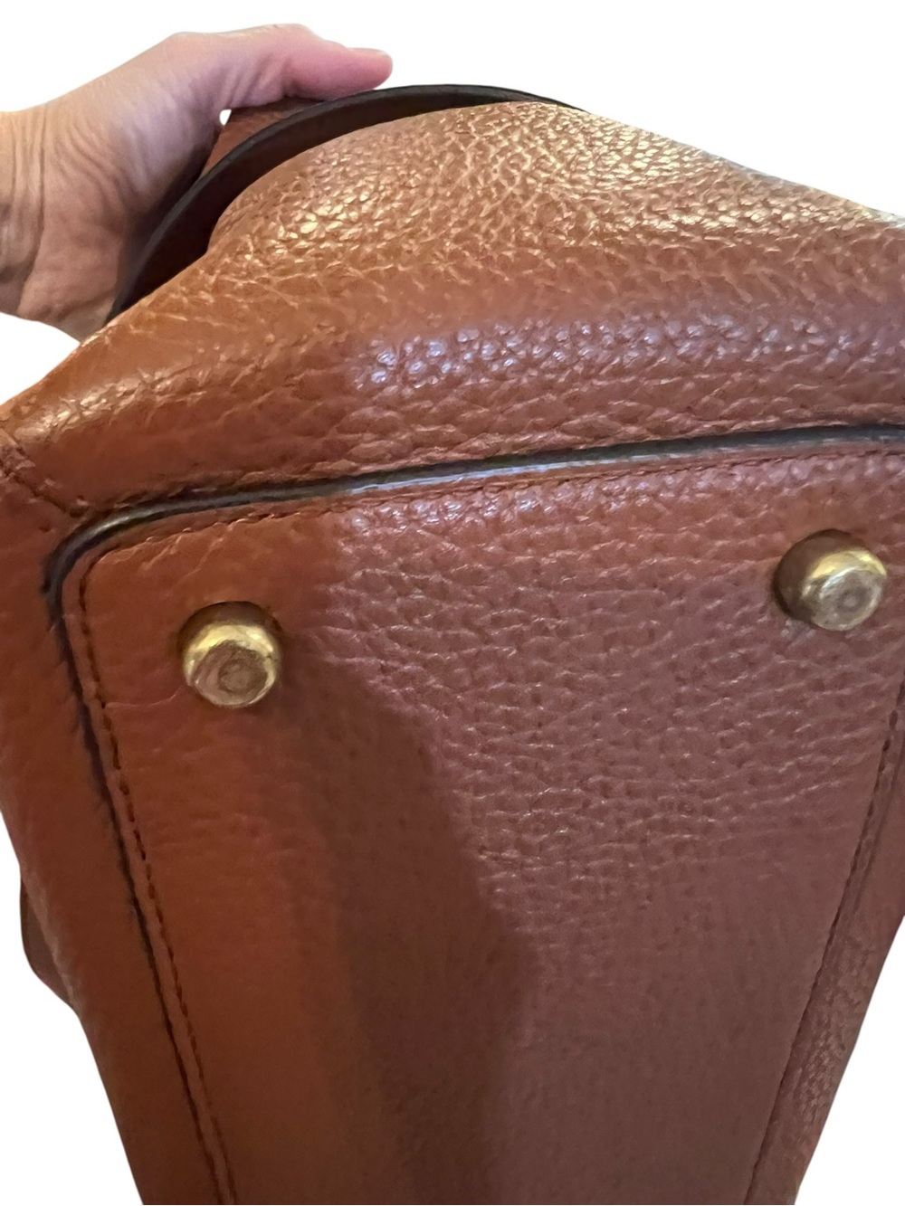 Coach Pebbled Leather Shoulder Bag in Brown with Gold Hardware - Picture 11 of 12